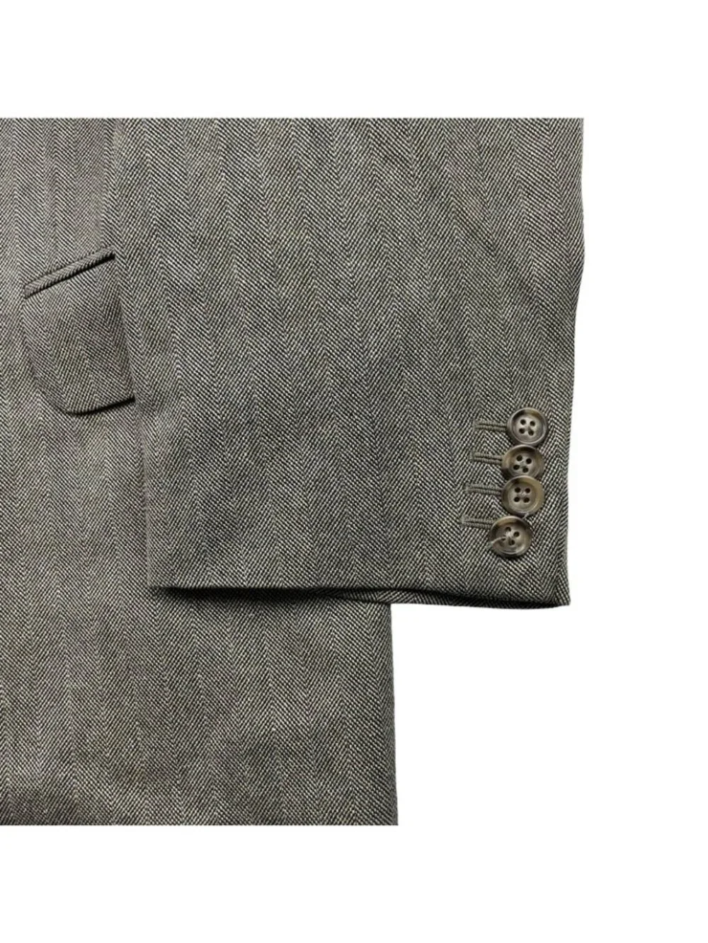 Ermenegildo Zegna Men's Silk/Wool 3-Button Blazer Beige Herringbone • 46R US